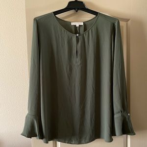 NWT LOFT Olive Green Keyhole Blouse
